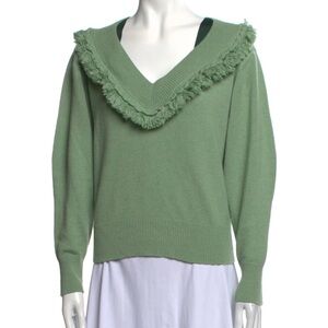 Burberry size Small Cashmere Cowl neck sweater Green tassel